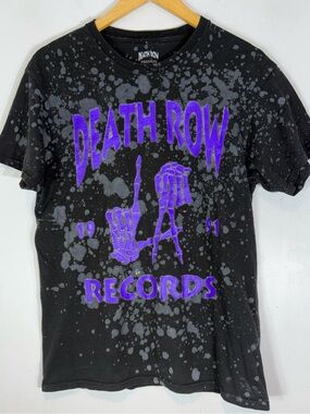 Death Row Records Vintage Wash Graphic Tee Purple Logo Bleach Splatter Small